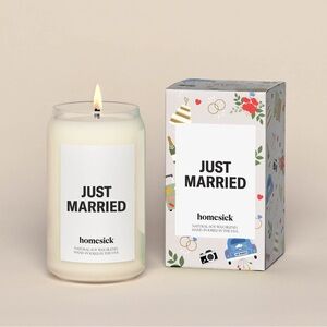 Homesick Just Married soy wax candle, new in box